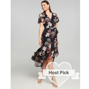 Floral wrap dress with flutter sleeves